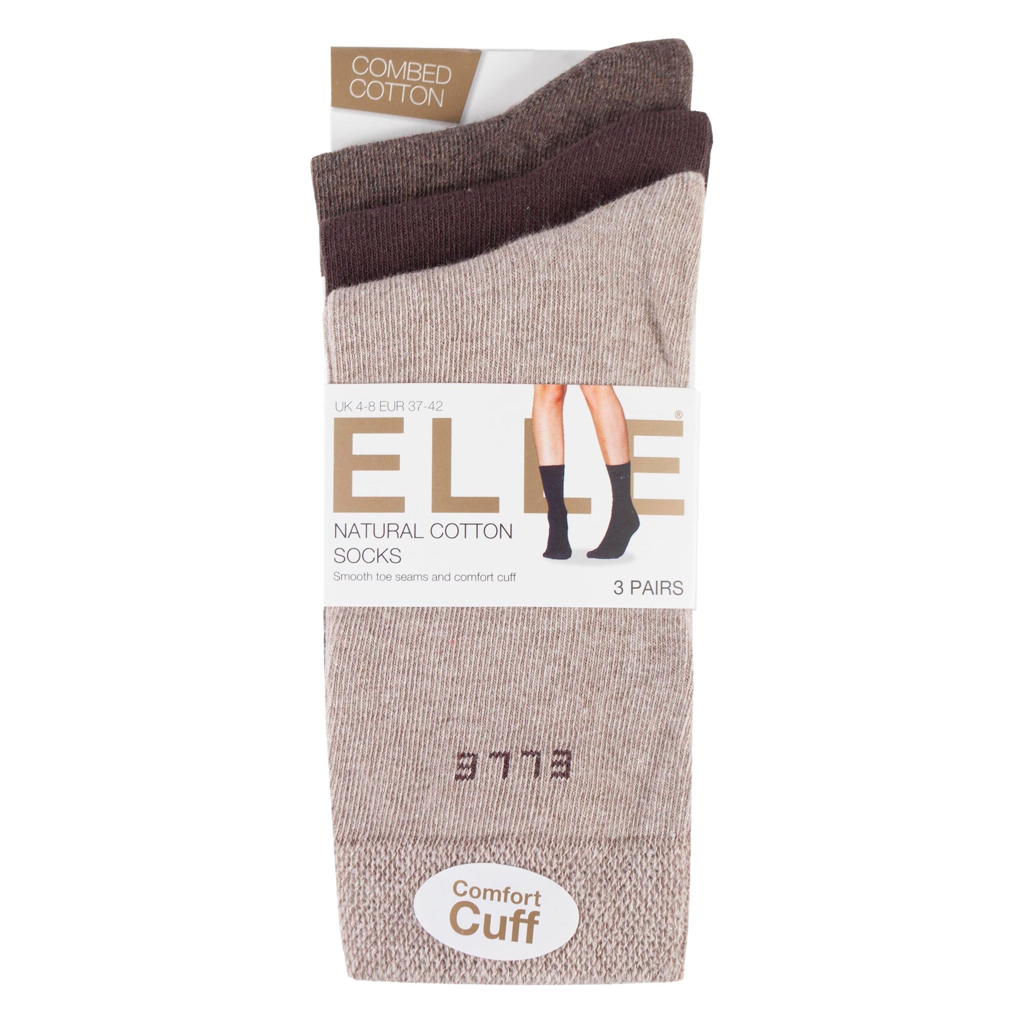 Sock Snob 3 Pack Womens Plain Cotton Socks Fit