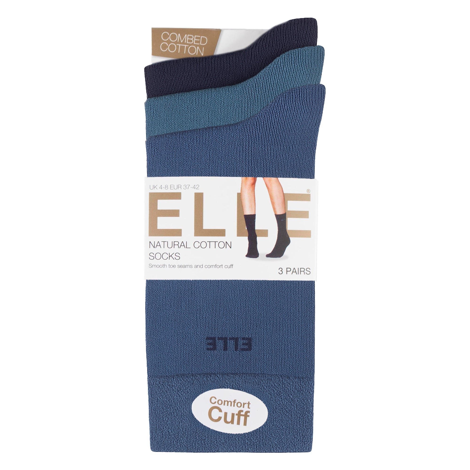 Sock Snob 3 Pack Womens Plain Cotton Socks Fit