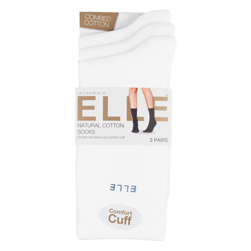Sock Snob 3 Pack Womens Plain Cotton Socks Fit