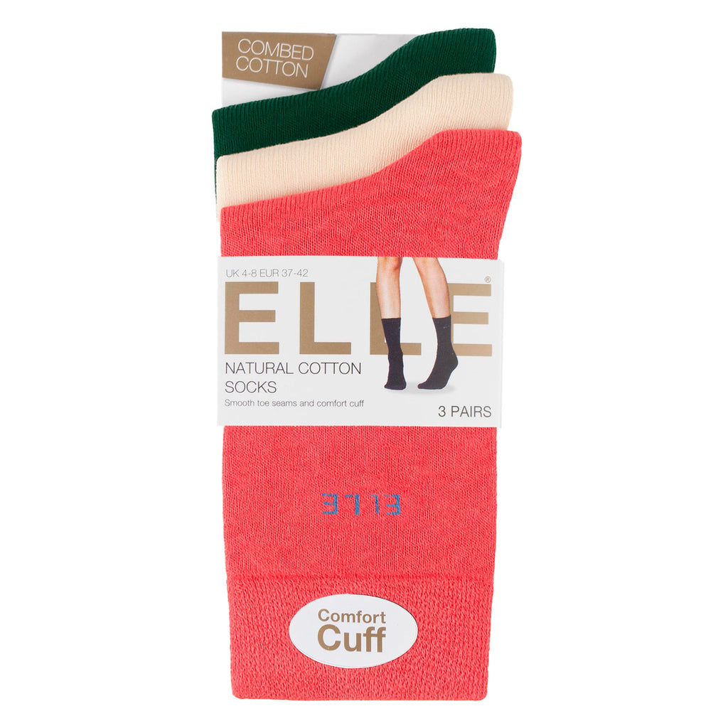 Sock Snob 3 Pack Womens Plain Cotton Socks Fit