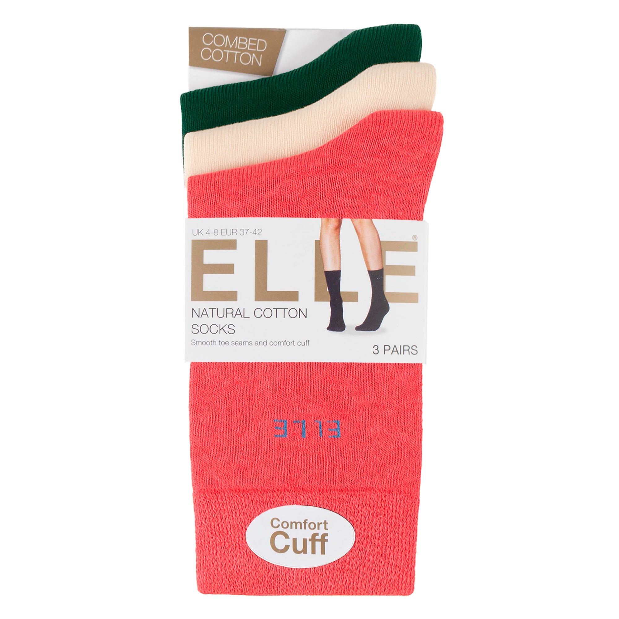 Sock Snob 3 Pack Womens Plain Cotton Socks Fit