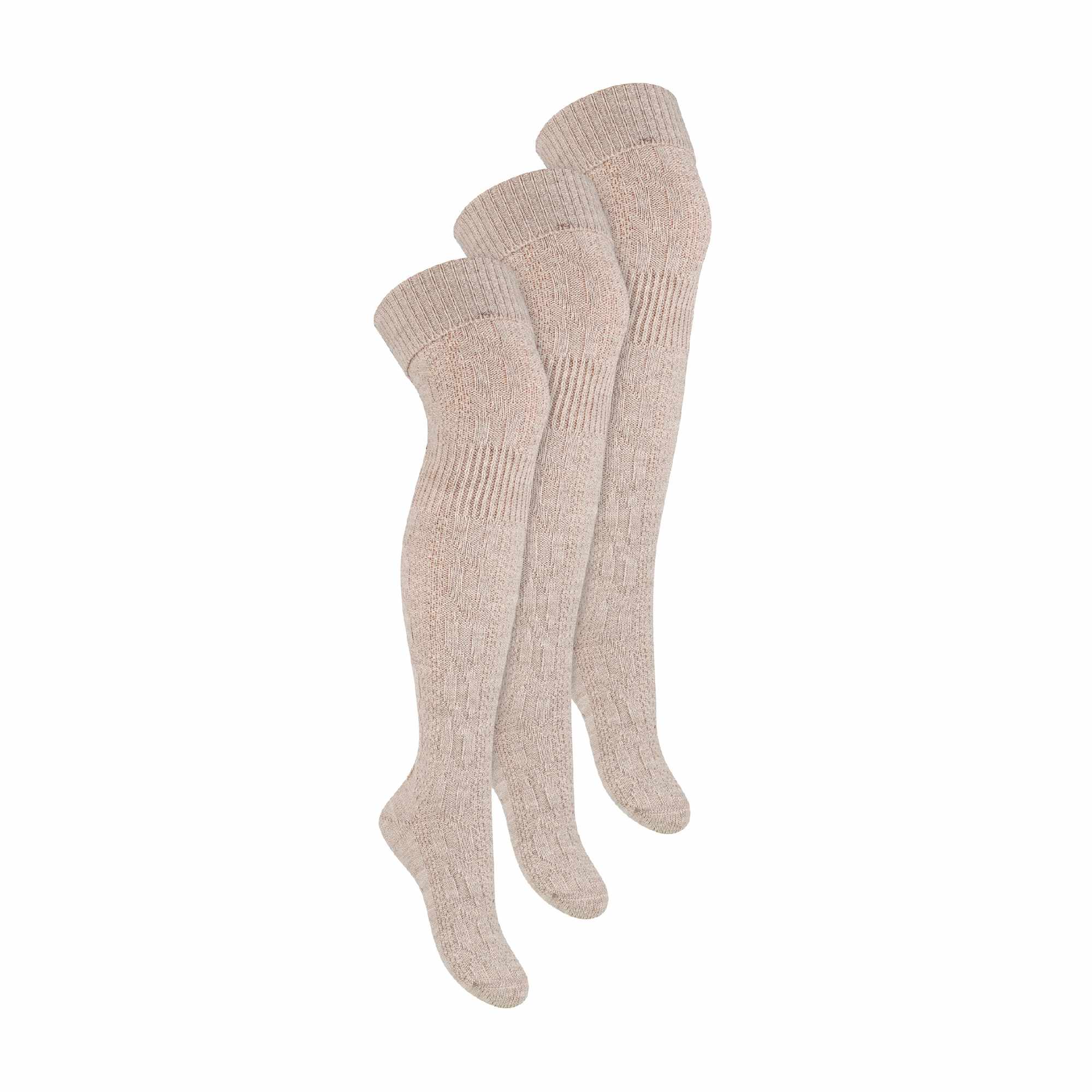 Sock Snob 3 Pairs Womens Extra Long Thigh High Over The Knee Wool Socks