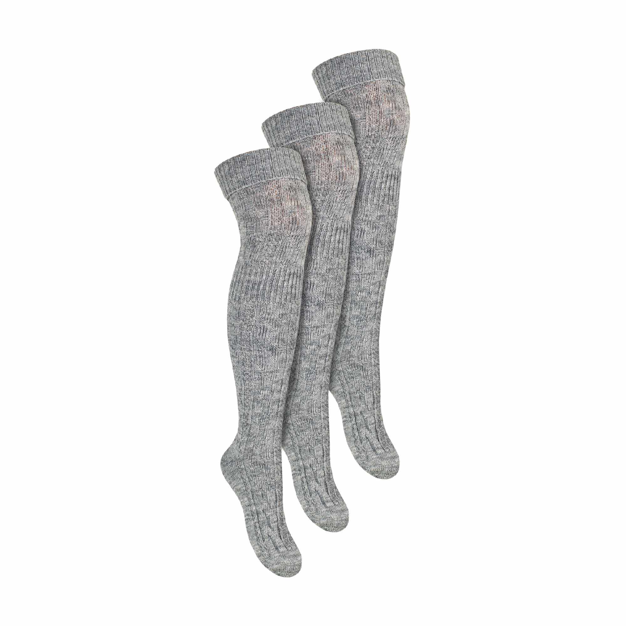 Sock Snob 3 Pairs Womens Extra Long Thigh High Over The Knee Wool Socks