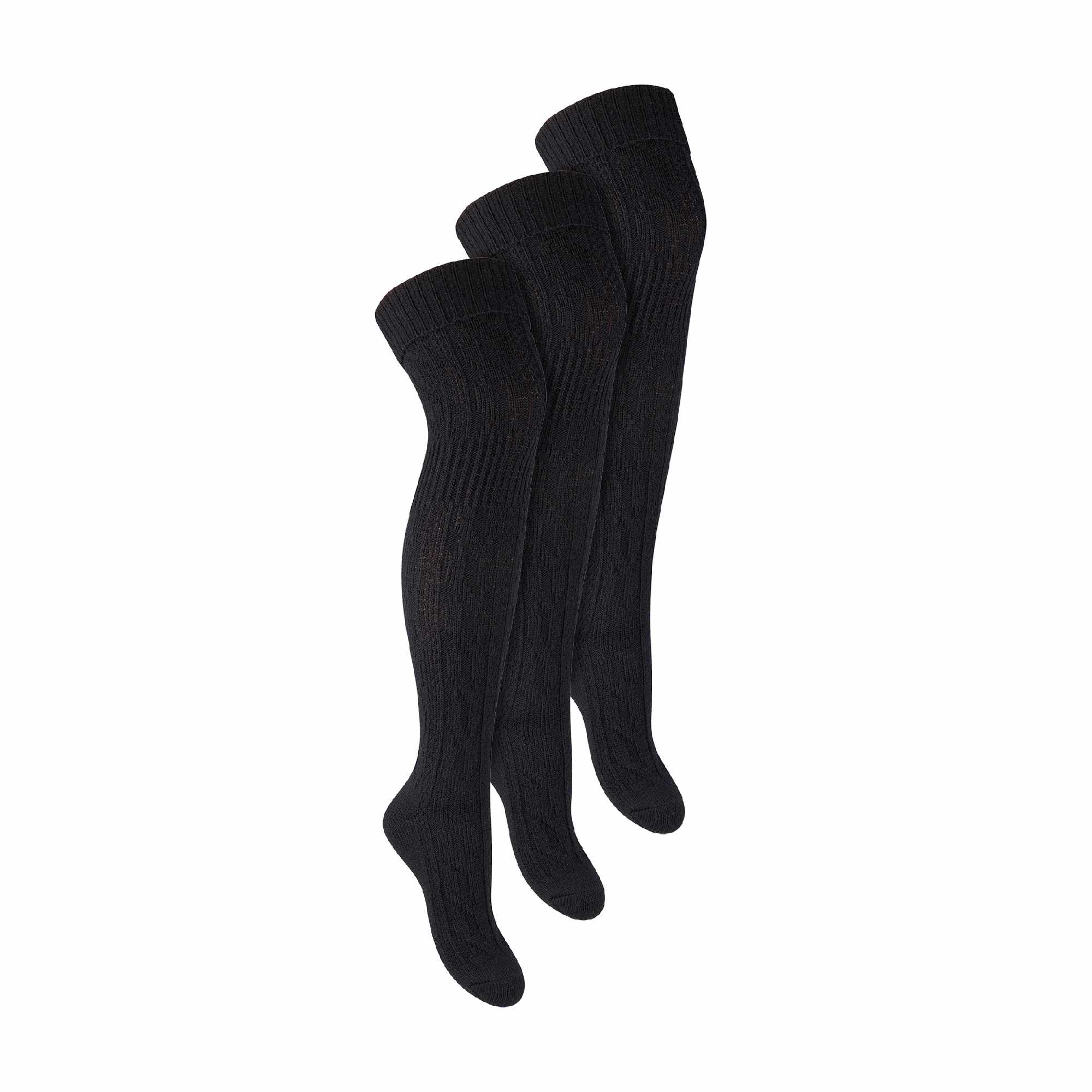 Sock Snob 3 Pairs Womens Extra Long Thigh High Over The Knee Wool Socks