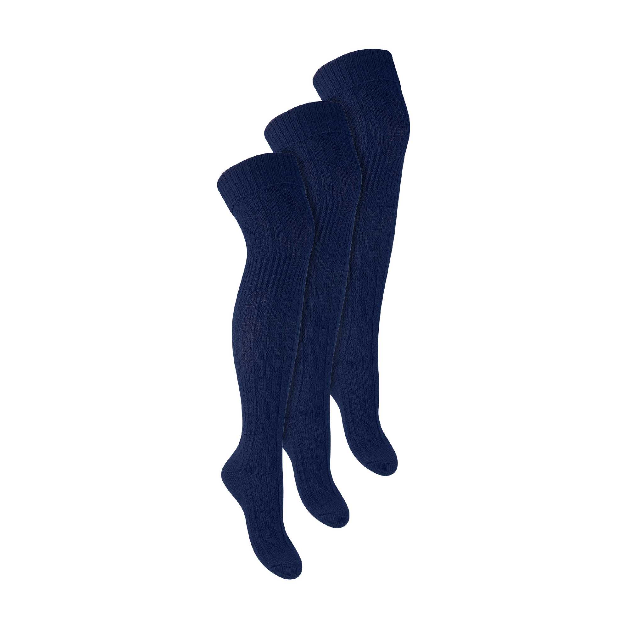 Sock Snob 3 Pairs Womens Extra Long Thigh High Over The Knee Wool Socks