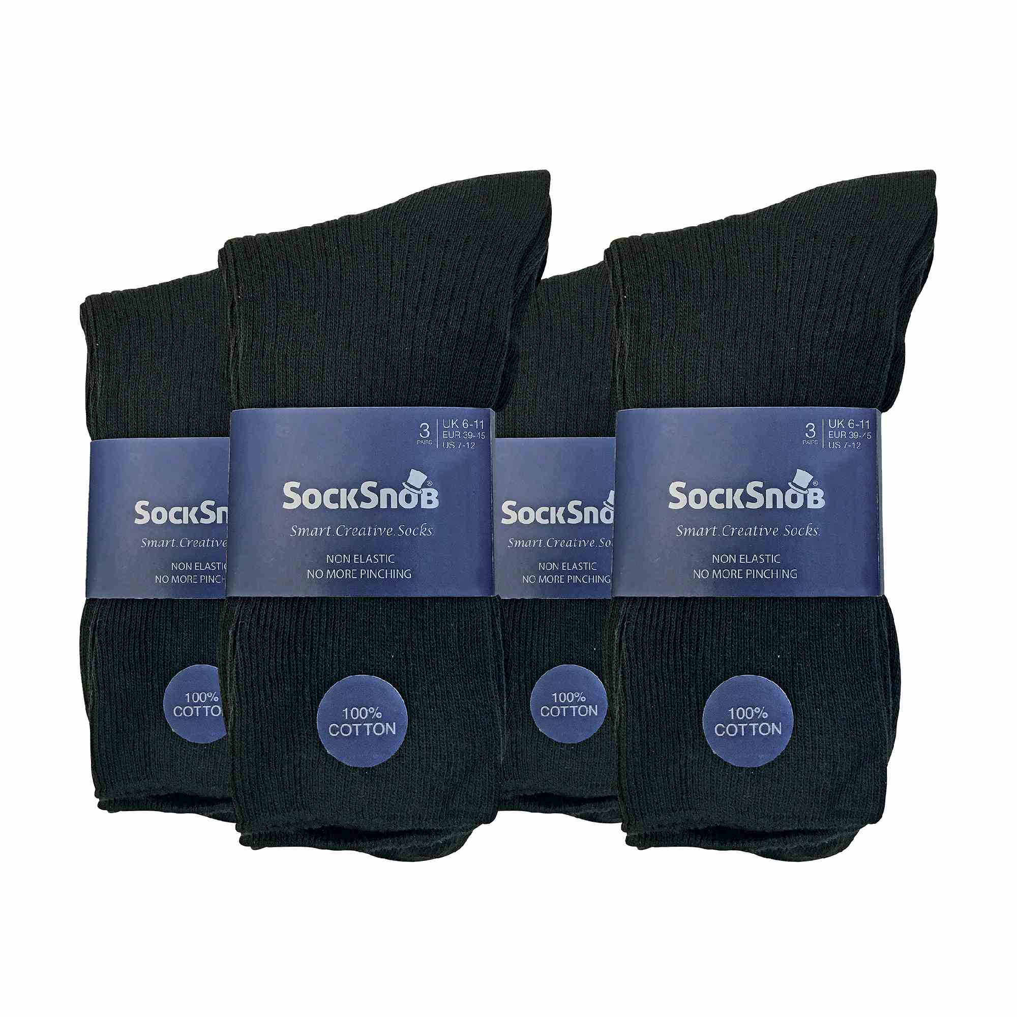 Sock Snob Mens Thin Soft 100% Cotton Non Elastic Dress Socks Multipack Options