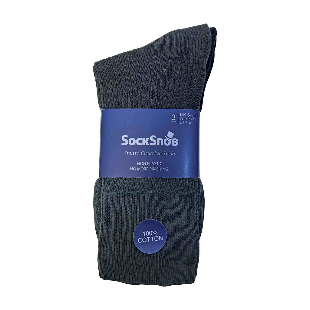 Sock Snob Mens Thin Soft 100% Cotton Non Elastic Dress Socks Multipack Options