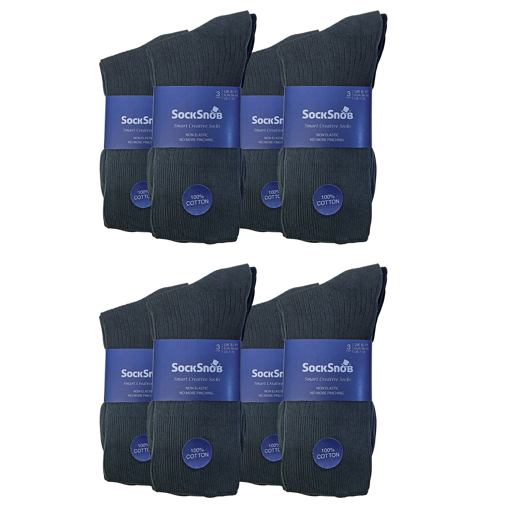 Sock Snob Mens Thin Soft 100% Cotton Non Elastic Dress Socks Multipack Options