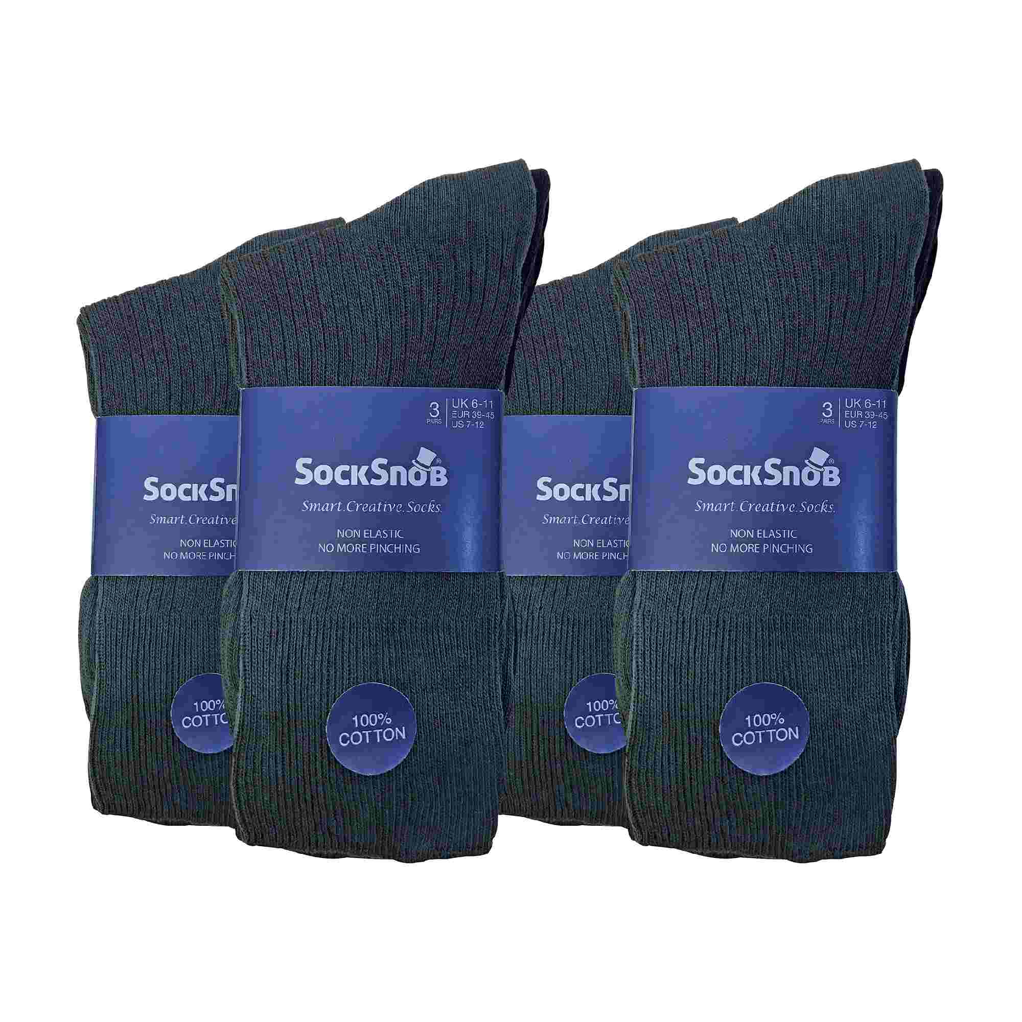 Sock Snob Mens Thin Soft 100% Cotton Non Elastic Dress Socks Multipack Options