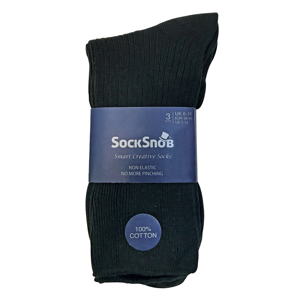 Sock Snob Mens Thin Soft 100% Cotton Non Elastic Dress Socks Multipack Options