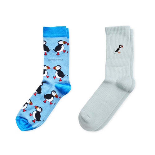 Bare Kind The Blue Puffin 2 Pack Bamboo Sock Set
