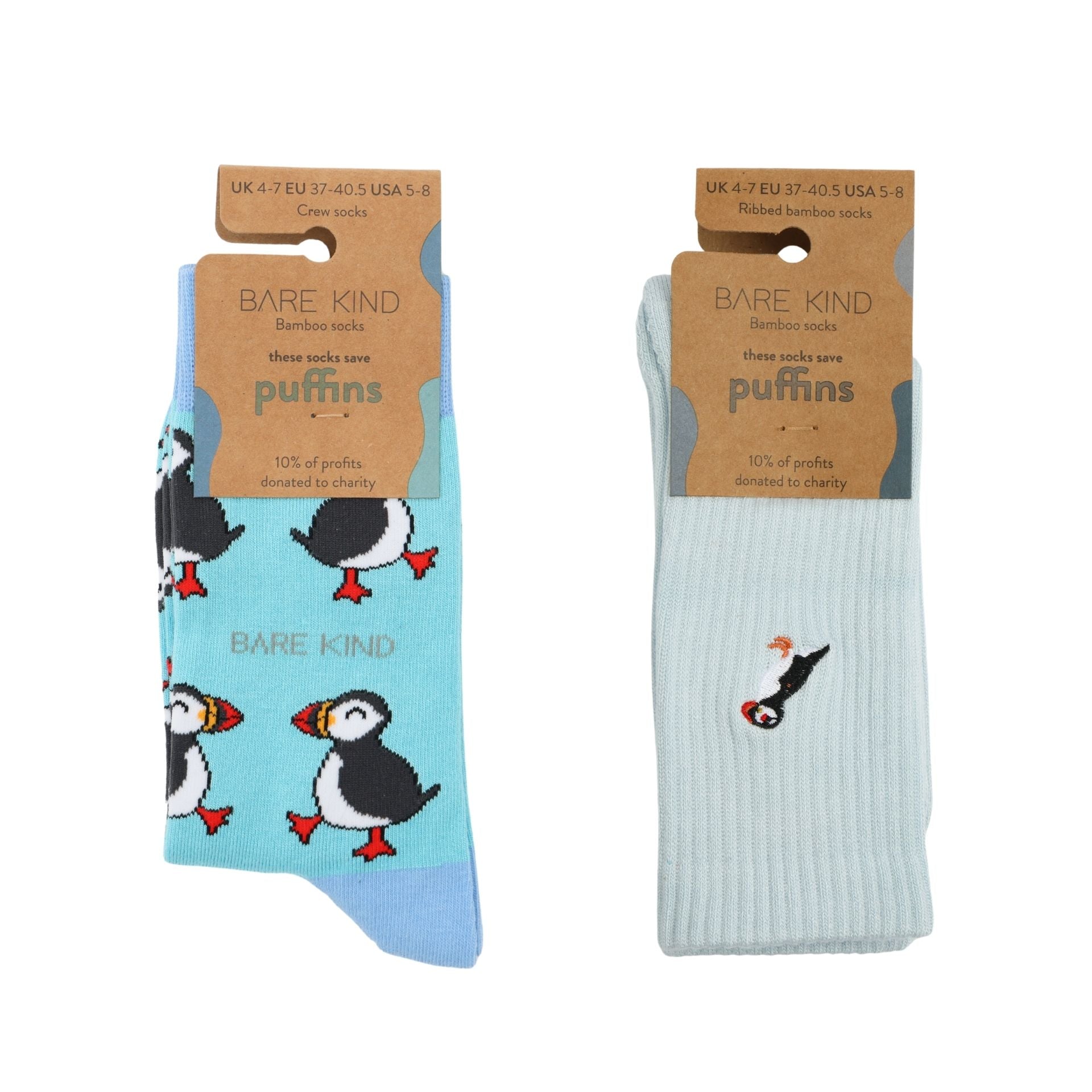 Bare Kind The Blue Puffin 2 Pack Bamboo Sock Set