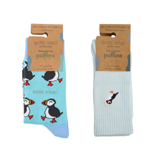 Bare Kind The Blue Puffin 2 Pack Bamboo Sock Set