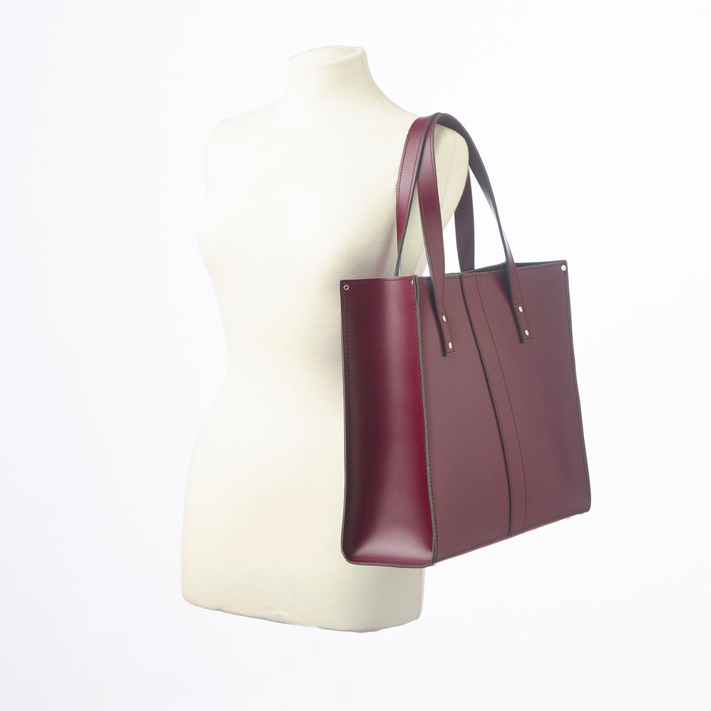 Zatchels Marsala Red Handmade Leather Shopper Bag