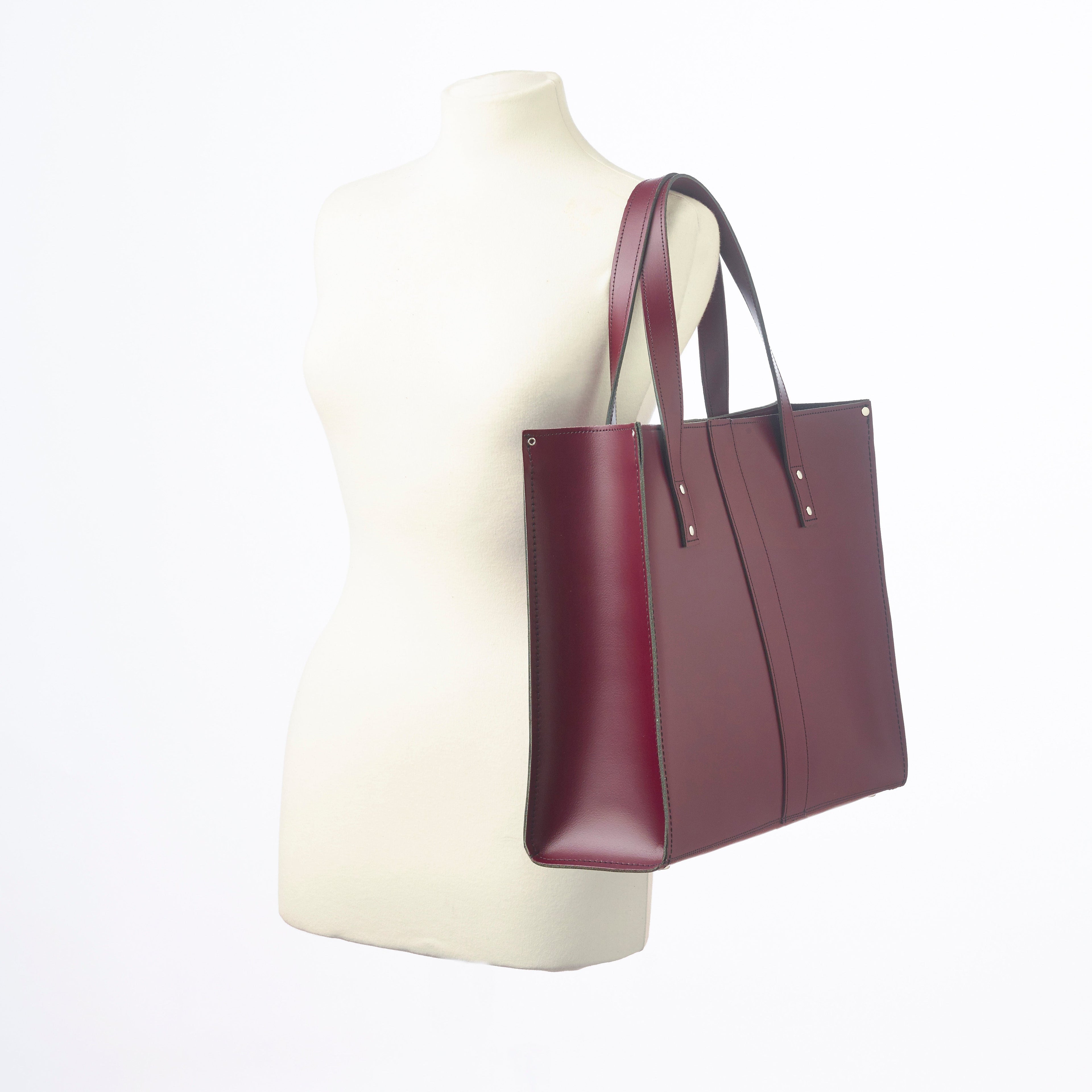 Zatchels Marsala Red Handmade Leather Shopper Bag