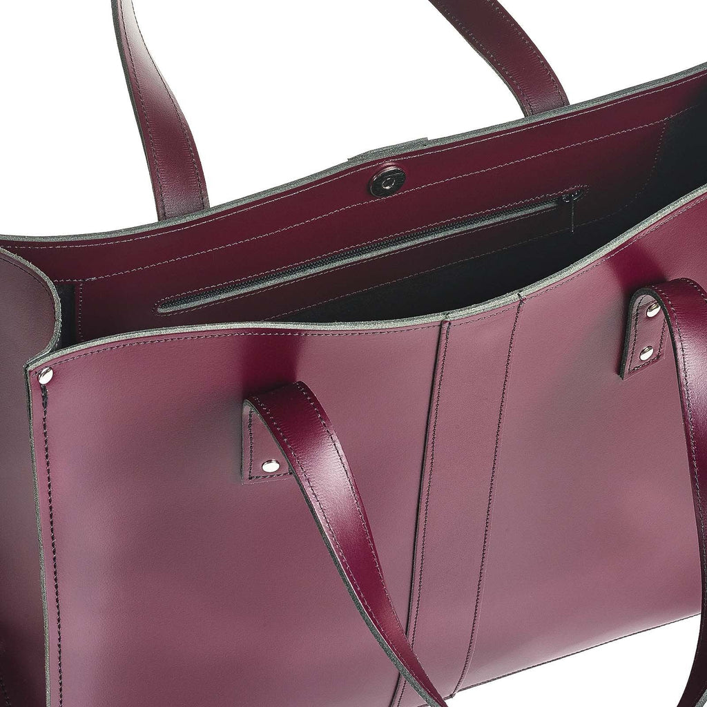Zatchels Marsala Red Handmade Leather Shopper Bag