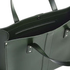 Zatchels Ivy Green leather shopper bag open view