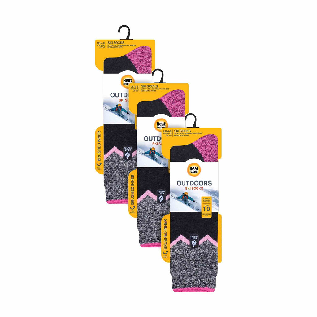 Sock Snob 3 Pack Womens Patterned Lightweight Thin 2.3 TOG Thermal Knee High Ski Socks