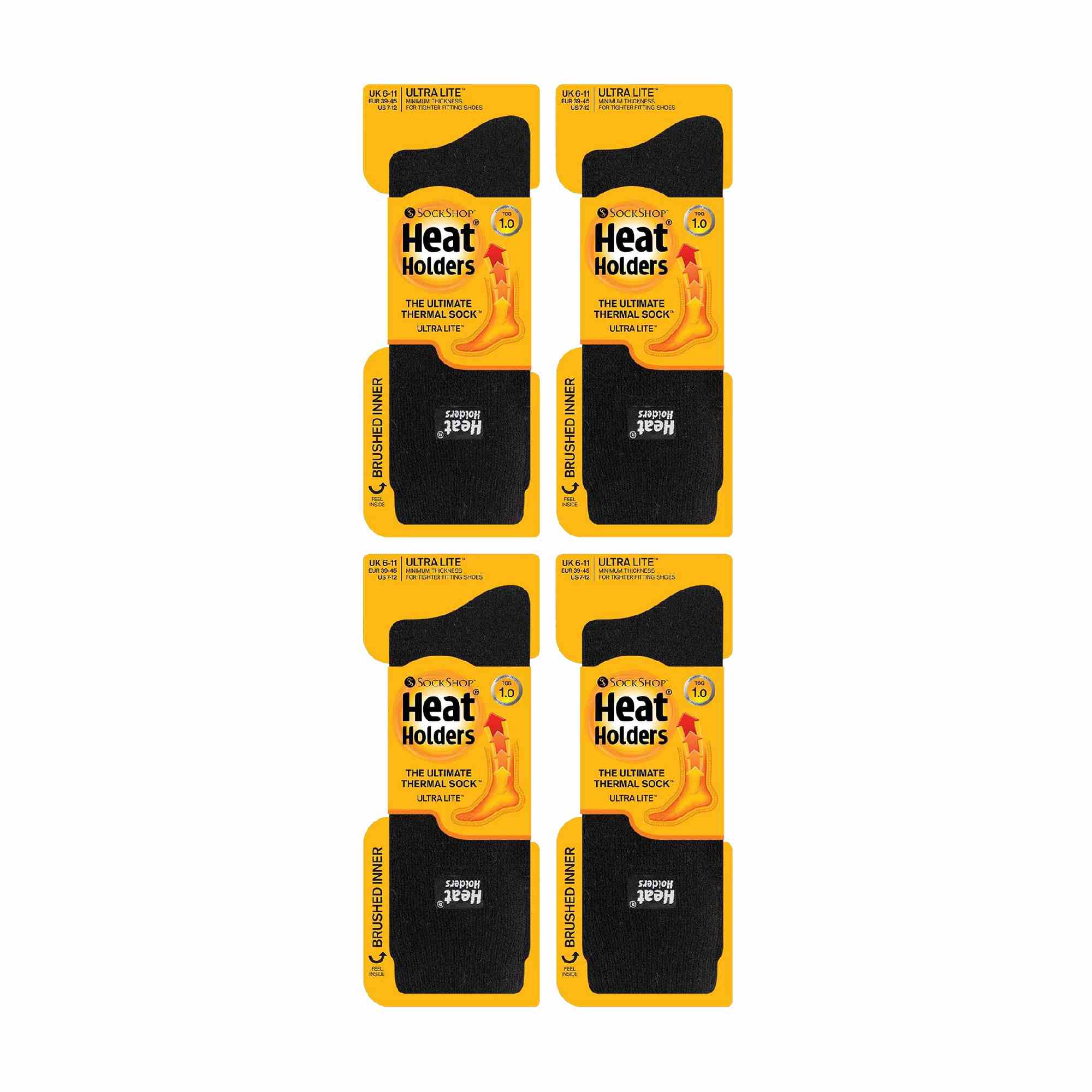 Heat Holders Mens Ultra Lite Extra Thin 1.0 TOG Casual Thermal Socks Multipack Options