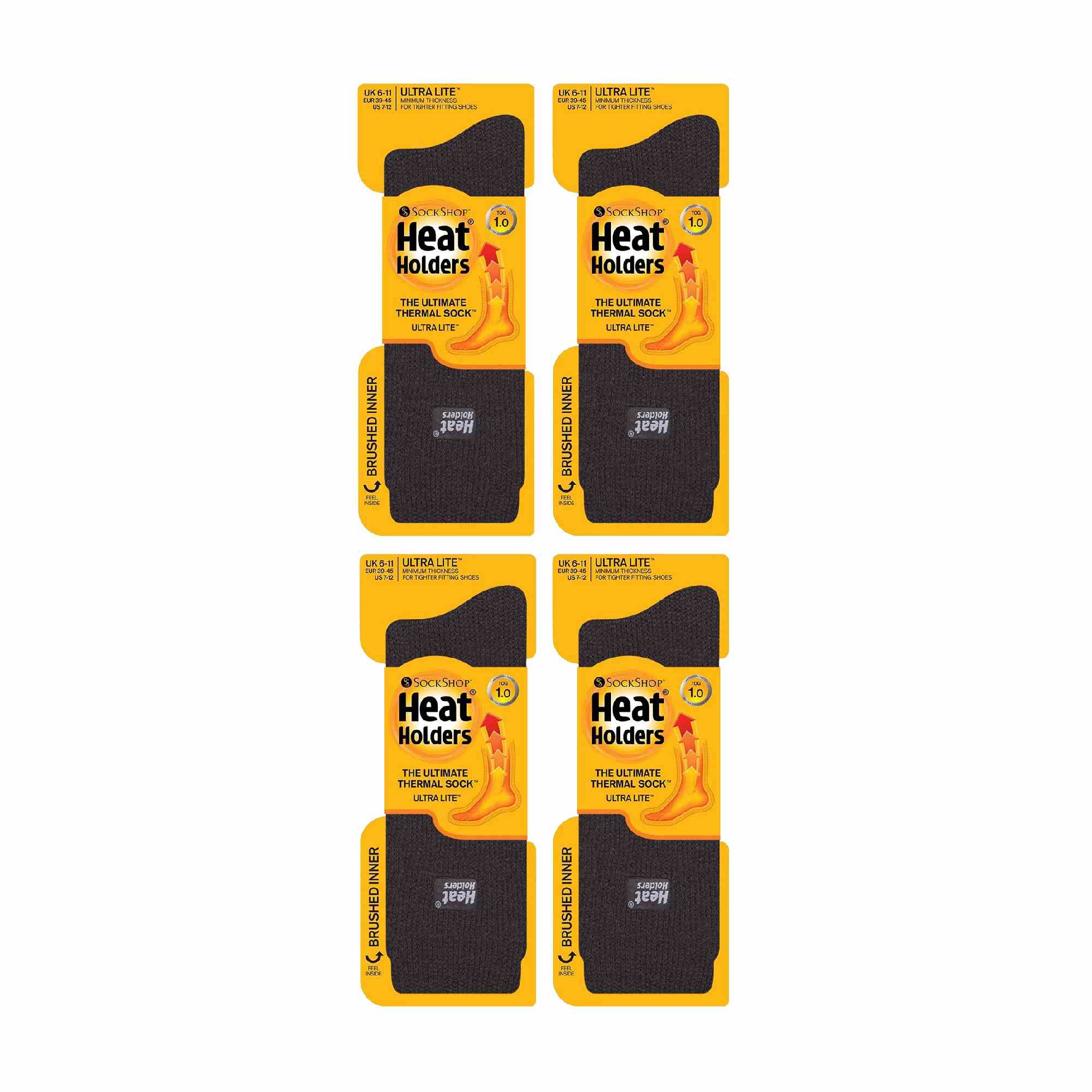 Heat Holders Mens Ultra Lite Extra Thin 1.0 TOG Casual Thermal Socks Multipack Options