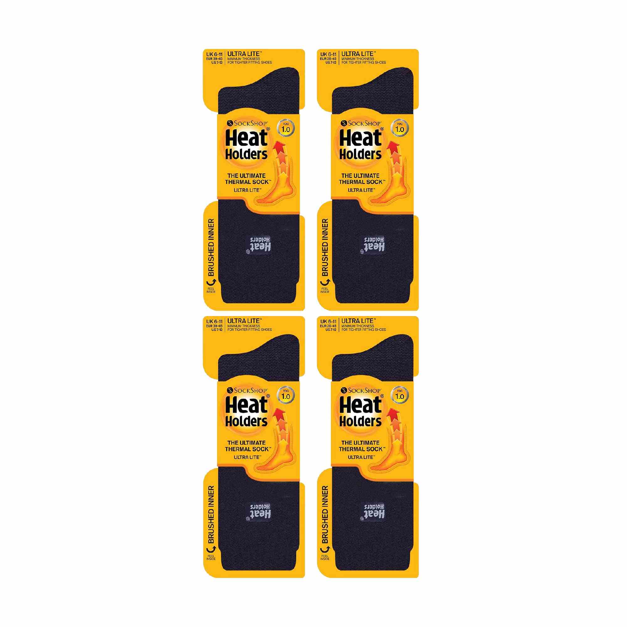 Heat Holders Mens Ultra Lite Extra Thin 1.0 TOG Casual Thermal Socks Multipack Options