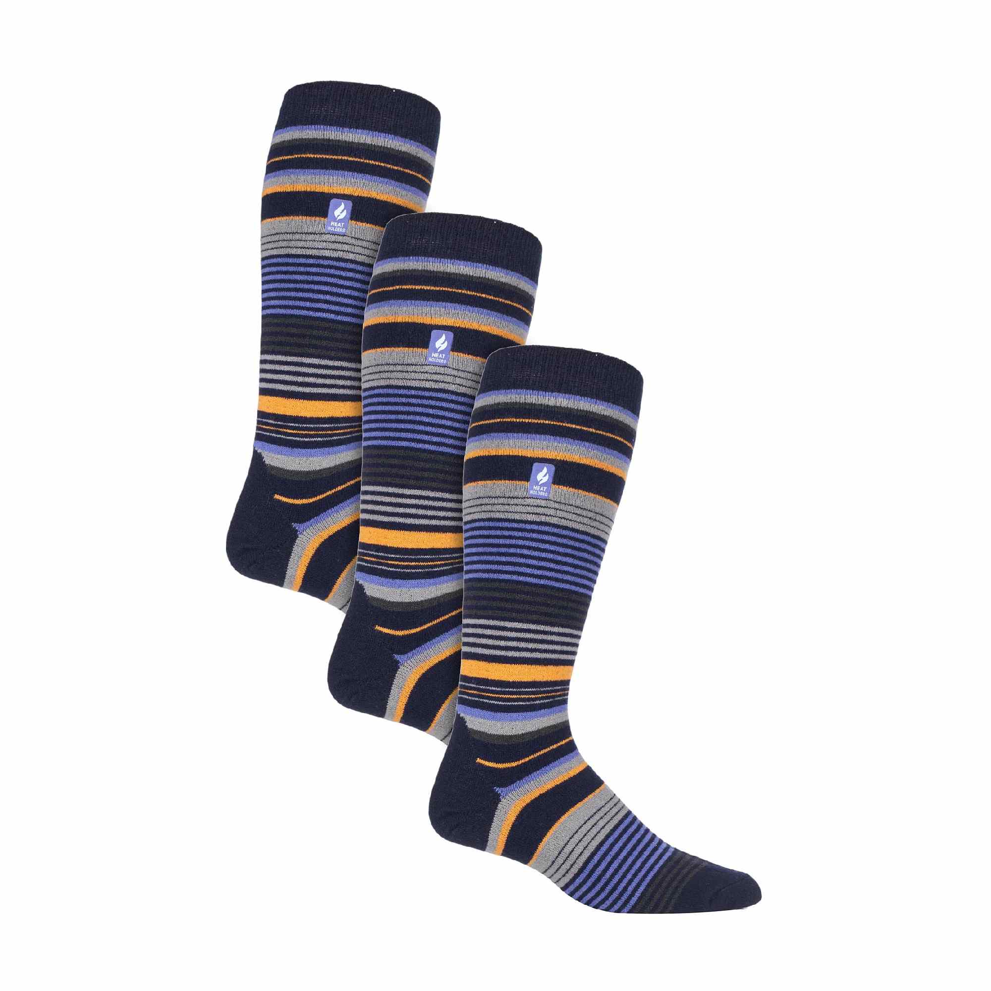 Sock Snob 3 Pack Mens Patterned Lightweight Thin 2.3 TOG Thermal Knee High Ski Socks