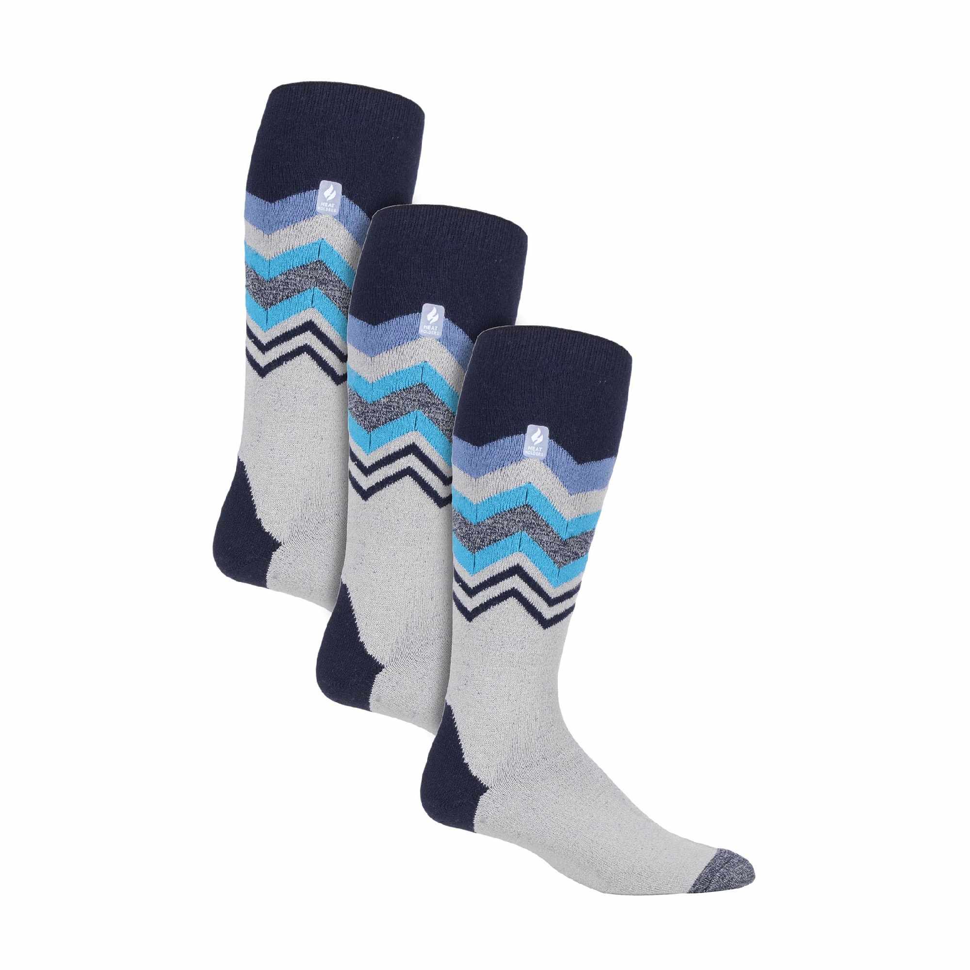 Sock Snob 3 Pack Mens Patterned Lightweight Thin 2.3 TOG Thermal Knee High Ski Socks