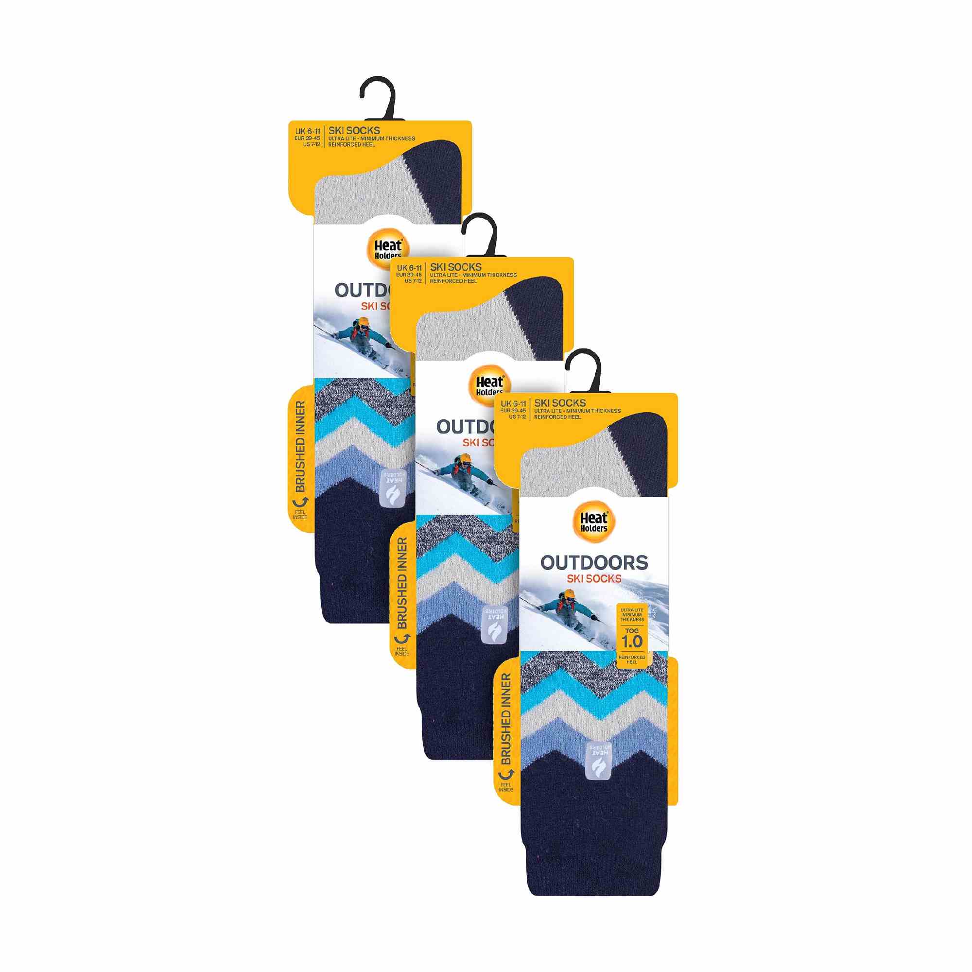 Sock Snob 3 Pack Mens Patterned Lightweight Thin 2.3 TOG Thermal Knee High Ski Socks