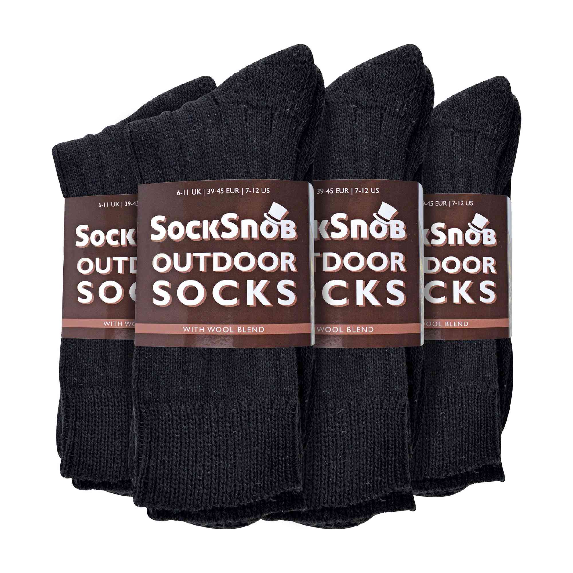 Sock Snob Mens Winter Warm Wool Blend Hiking Socks for Boots (Multipack Options)