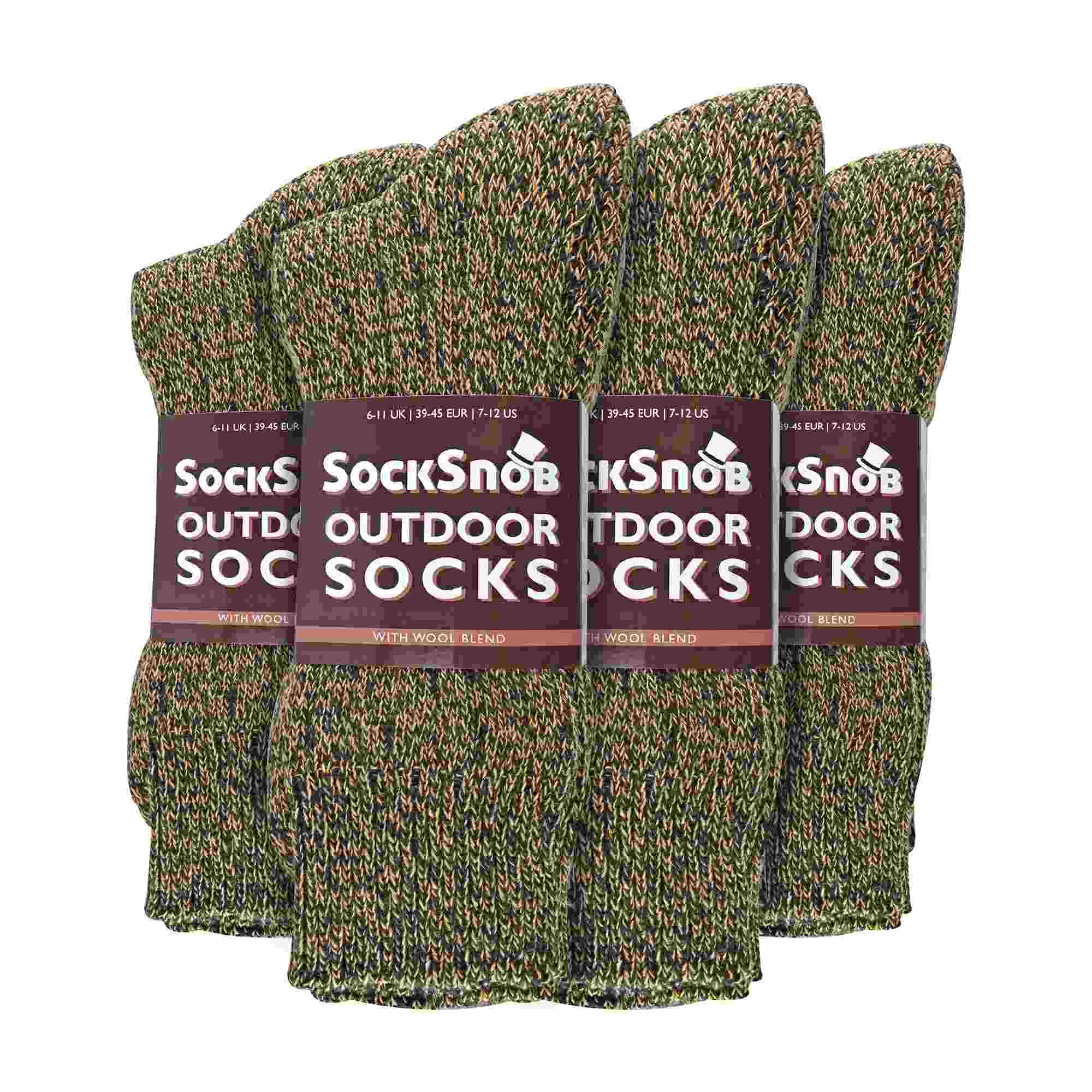 Sock Snob Mens Winter Warm Wool Blend Hiking Socks for Boots (Multipack Options)