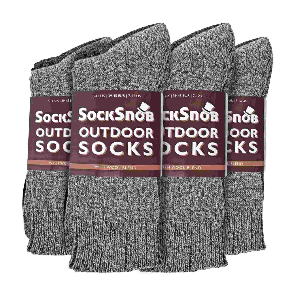 Sock Snob Mens Winter Warm Wool Blend Hiking Socks for Boots (Multipack Options)