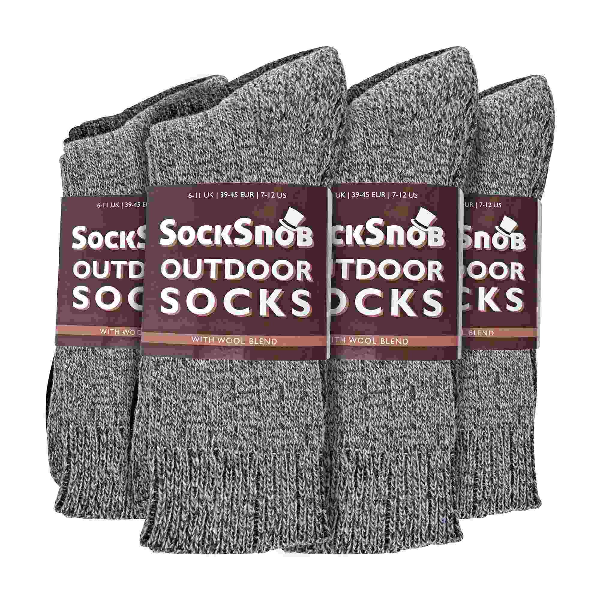 Sock Snob Mens Winter Warm Wool Blend Hiking Socks for Boots (Multipack Options)