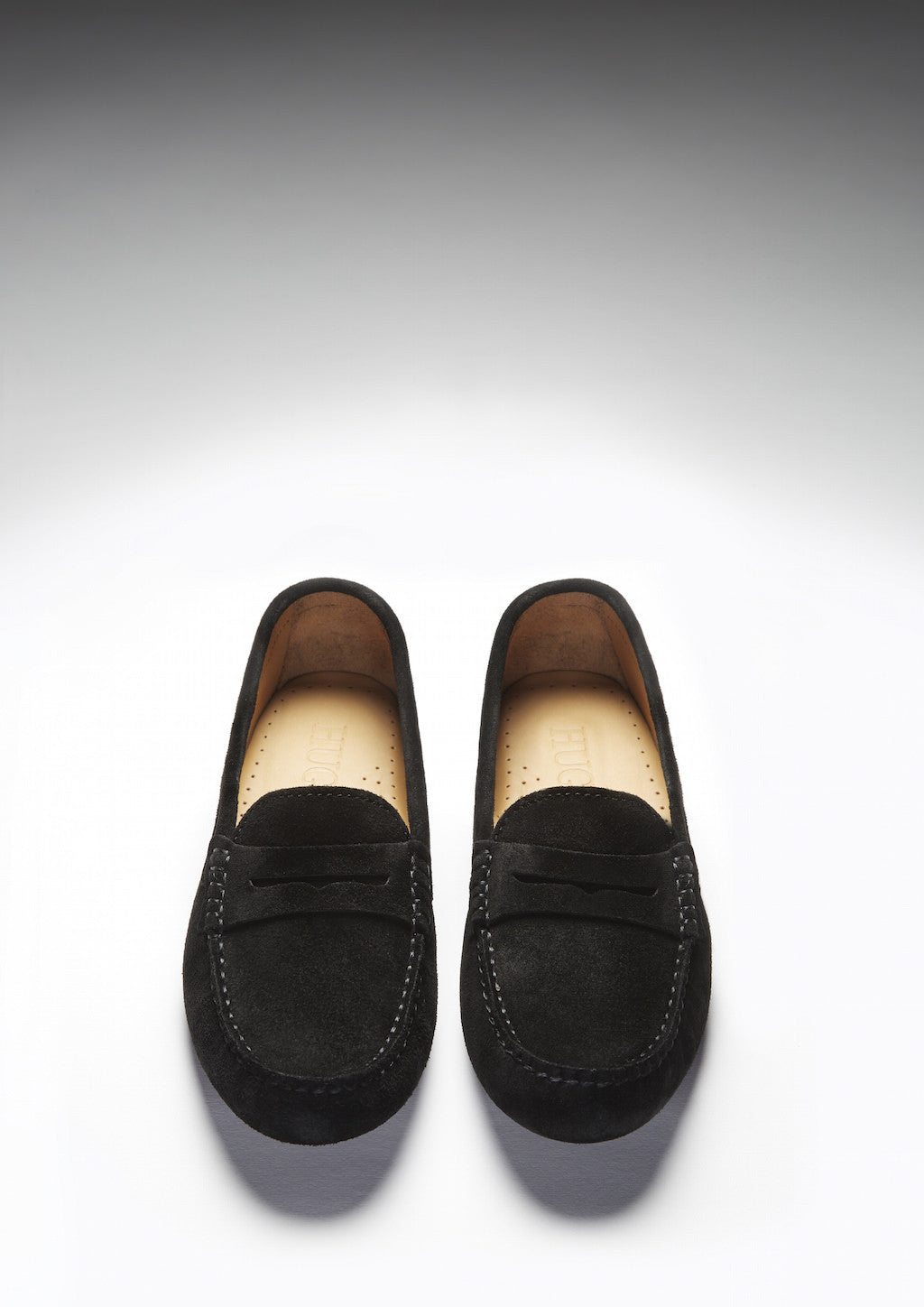 Hugs & Co Womens Penny Driving Loafers Black Suede