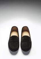 Hugs & Co Womens Penny Driving Loafers Black Suede