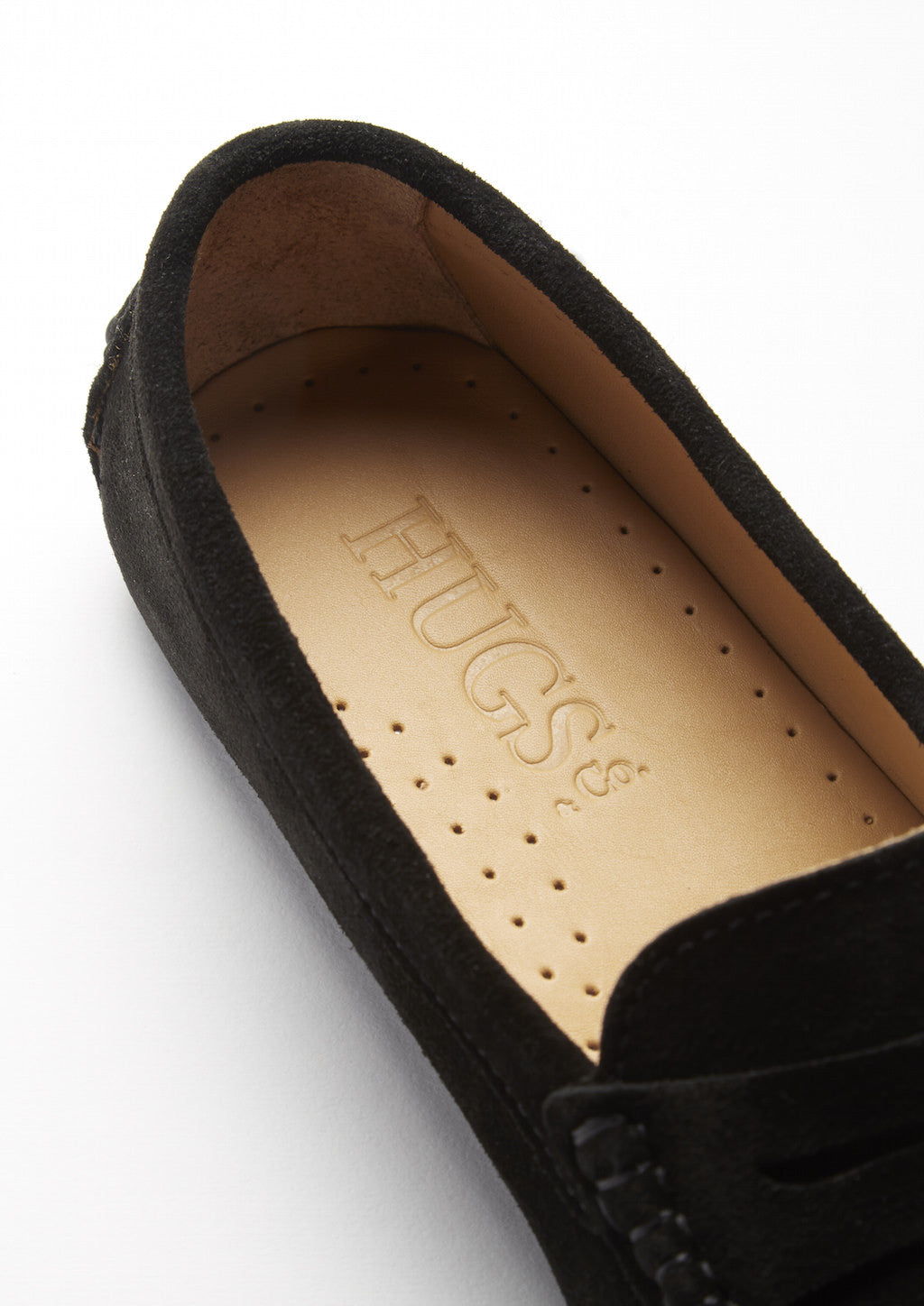 Hugs & Co Womens Penny Driving Loafers Black Suede