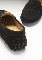 Hugs & Co Womens Penny Driving Loafers Black Suede