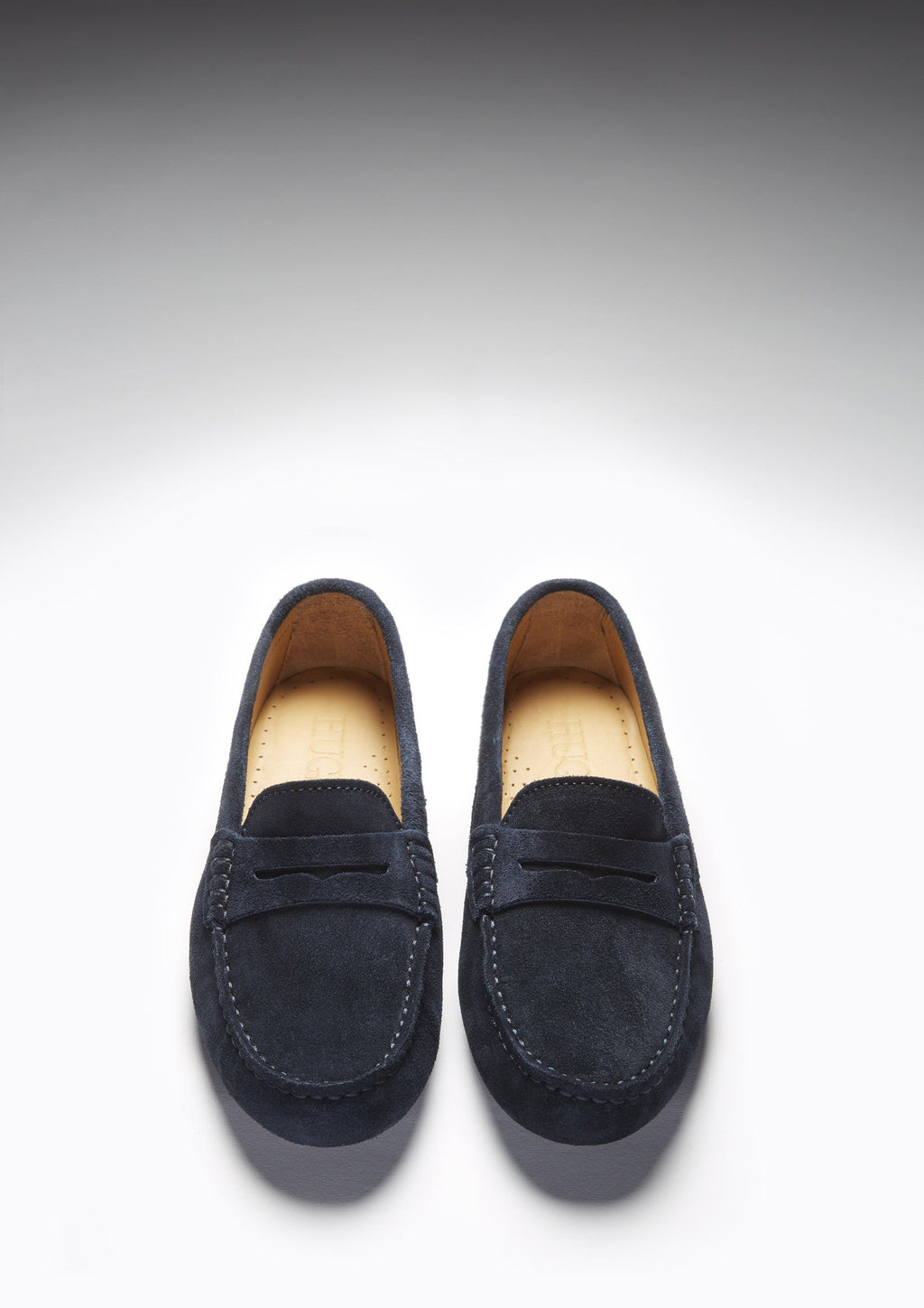 Hugs & Co Womens Penny Driving Loafers Navy Blue Suede