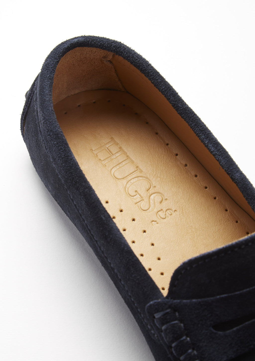 Hugs & Co Womens Penny Driving Loafers Navy Blue Suede