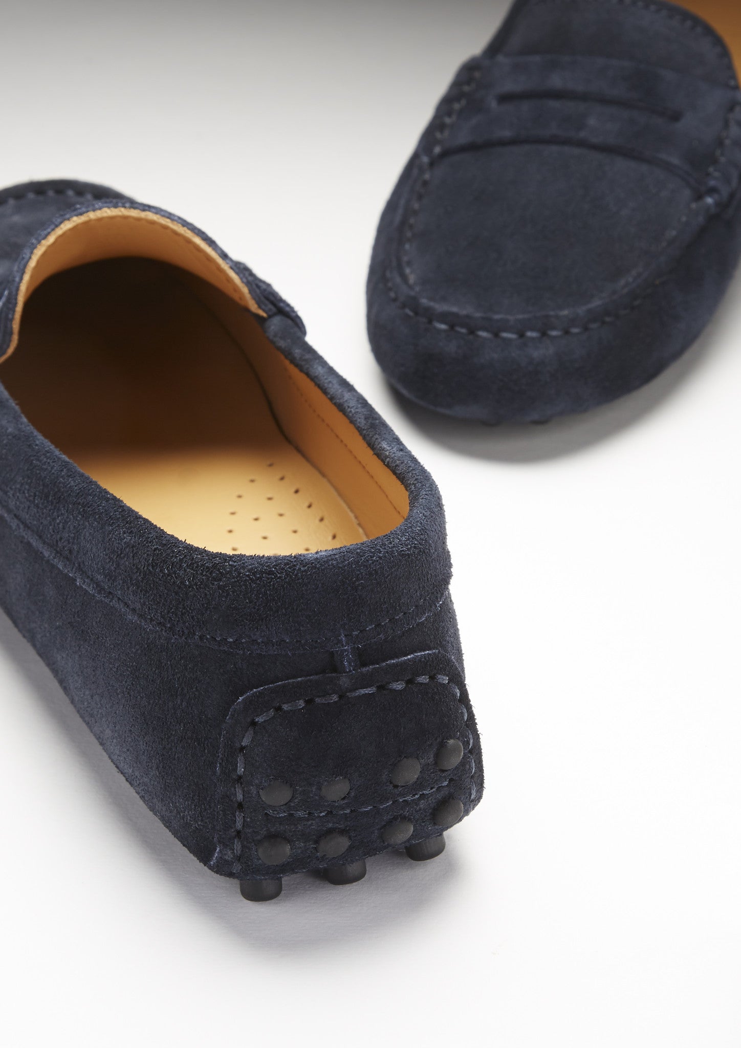 Hugs & Co Womens Penny Driving Loafers Navy Blue Suede