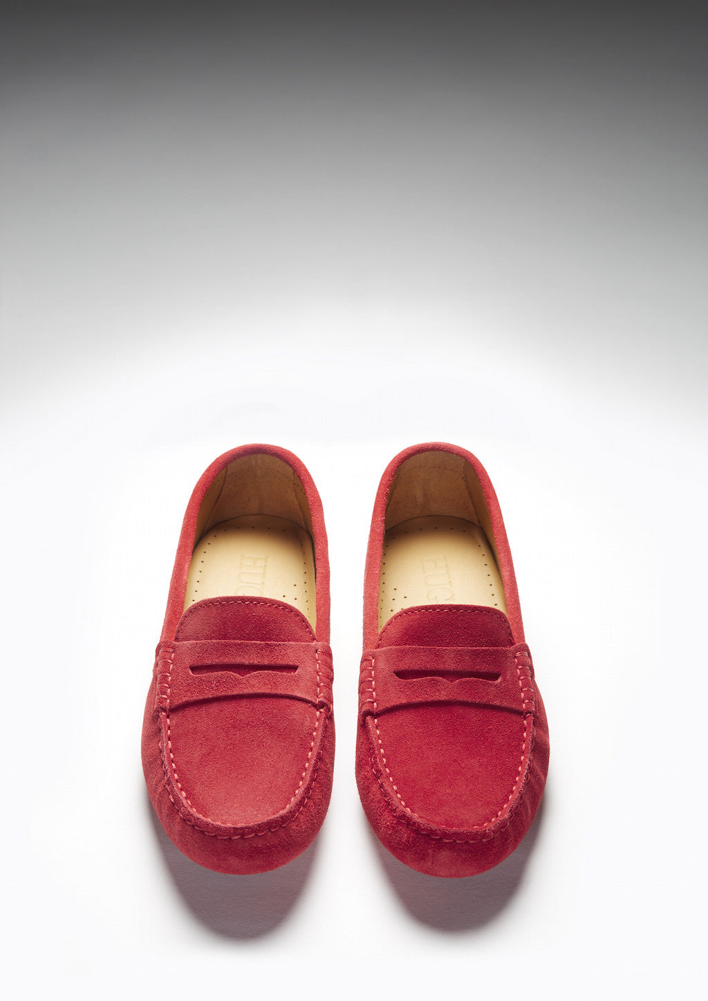 Hugs & Co Womens Penny Driving Loafers Red Suede
