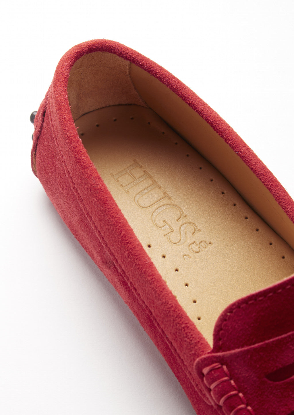 Hugs & Co Womens Penny Driving Loafers Red Suede