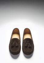Hugs & Co Womens Tasselled Driving Loafers Brown Suede