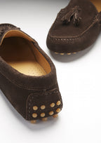 Hugs & Co Womens Tasselled Driving Loafers Brown Suede