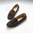 Hugs & Co Womens Tasselled Driving Loafers Brown Suede