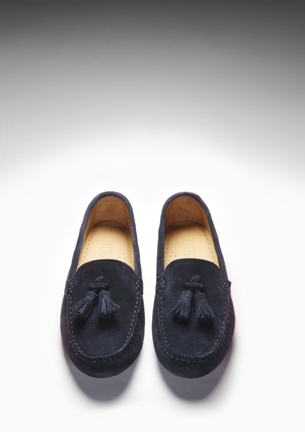 Hugs & Co Womens Tasselled Driving Loafers Navy Blue Suede