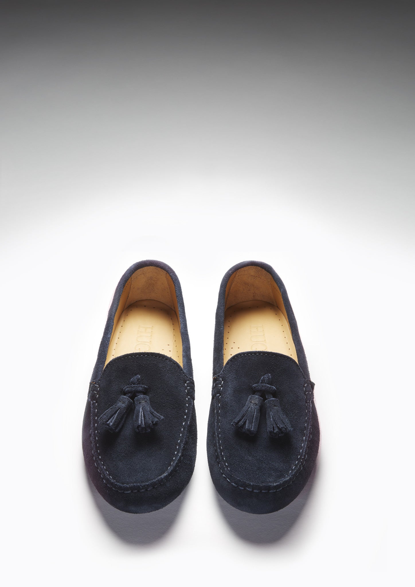 Hugs & Co Womens Tasselled Driving Loafers Navy Blue Suede