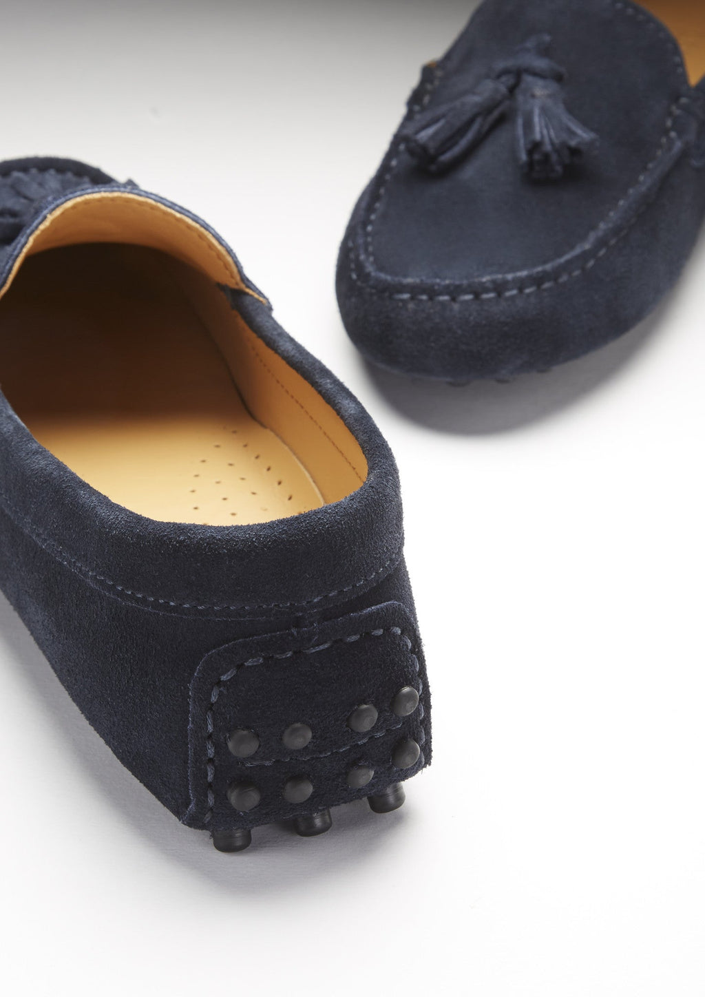 Hugs & Co Womens Tasselled Driving Loafers Navy Blue Suede