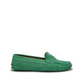 Hugs & Co Womens Penny Driving Loafers Emerald Embossed Suede