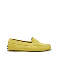Hugs & Co Womens Penny Driving Loafers Yellow Embossed Suede