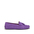 Hugs & Co Womens Tasselled Driving Loafers Purple Embossed Suede